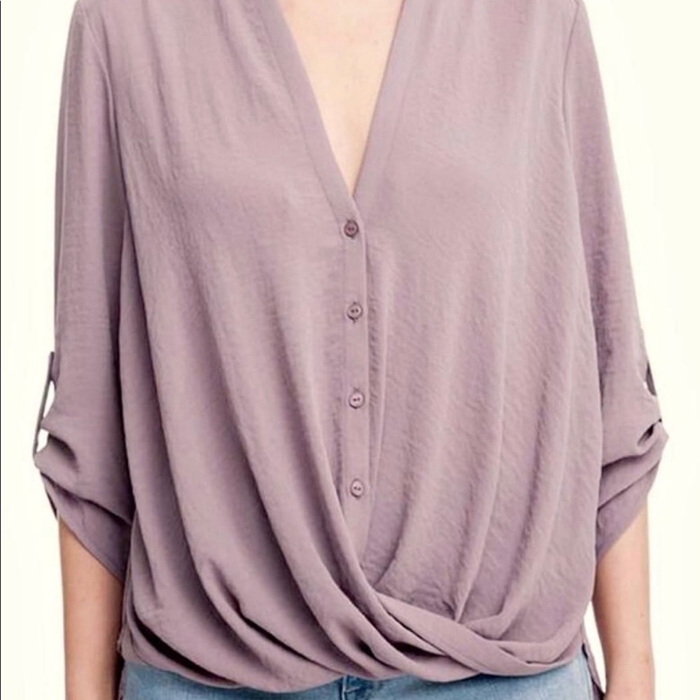 Lush Roll Up Sleeve Lilac Top